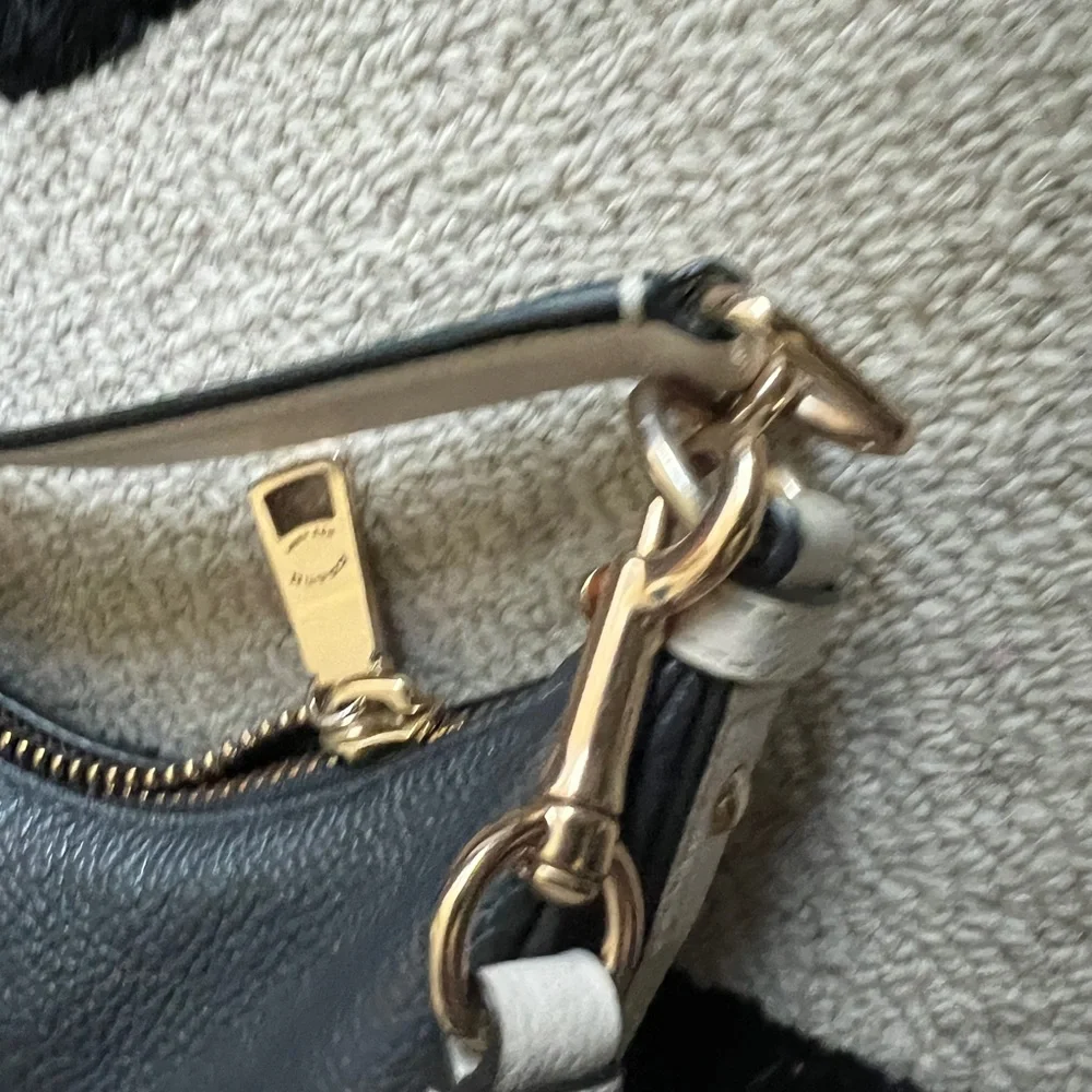 Coach Harley East West Hobo Navy Blue Ivory Leather Shoulder & Crossbody Bag